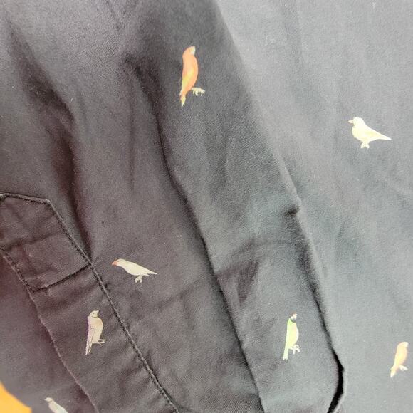 Paul Smith Soho Shirt Men 15.5 Blue Bird Print Novelty Black Dress Button Up - Picture 6 of 7